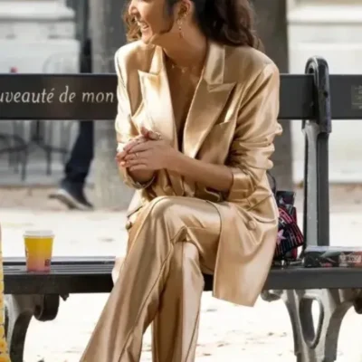 Emily In Paris Season 3 Ashley Park Golden Suit