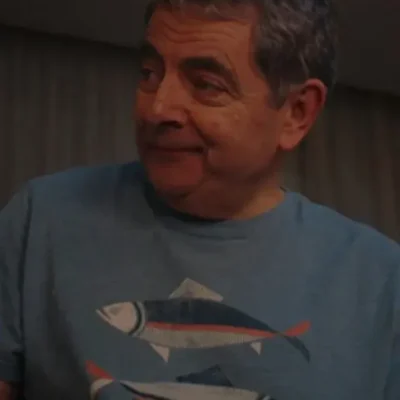 Man vs Baby 2025 Rowan Atkinson Fish Printed T-Shirt