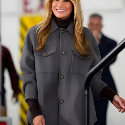 American Red Cross Holiday Care Package Event Melania Gray Jacket