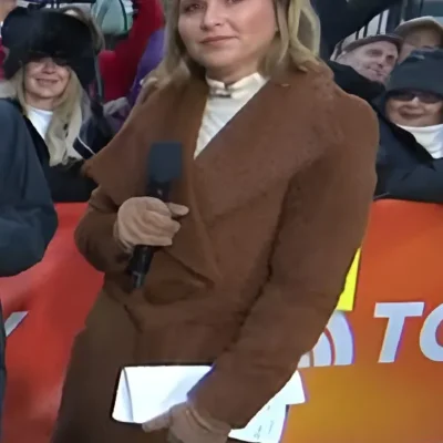 The Today Show 2025 Jenna Bush Hager Brown Wrap Coat