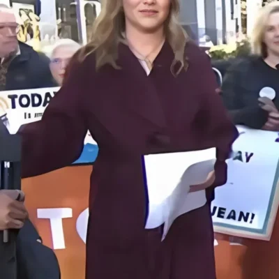 The Today Show 2025 Jenna Bush Hager Burgundy Wrap Trench Coat