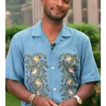 Access Hollywood Scott Evans Blue Floral Shirt