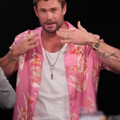 Hot Ones Show Chris Hemsworth Pink Viscose Shirt