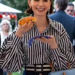 Emily In Paris S05 Lily Collins Striped Puff Sleeve Shirt
