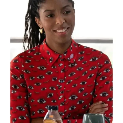Shrinking S02 Jessica Williams Red Eye Print Top