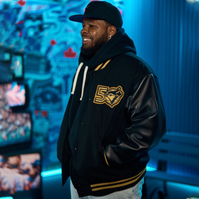 Roots Blue Jays 50th Anniversary Varsity Black Jacket