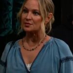 The Young and the Restless Sharon Newman Blue Embroidered Top